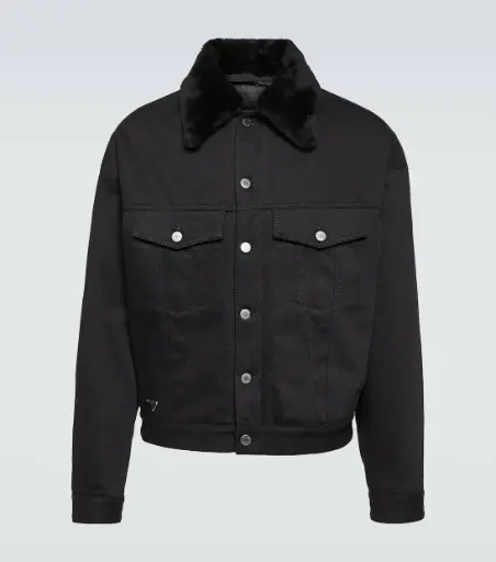 PRADA | Black Shearling Denim Jacket