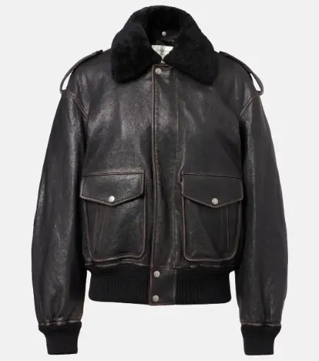 SAINT LAURENT | Shearling Trimmed Leather Jacket