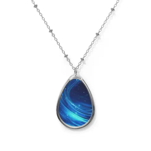 Celestial Blue Swirl Teardrop Necklace