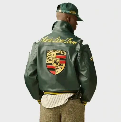 Aime Leon Dore | Men's Vintage Porsche Logo Leather Jacket