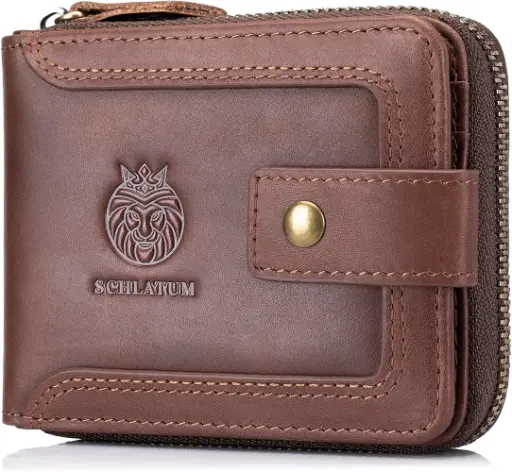 SCHLATUM | Lion's Pride Leather Zipper Wallet for Men