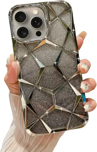 VONZEE | Gradient Glitter Diamond Bling Shiny Silver Case | iphone 16 pro Max