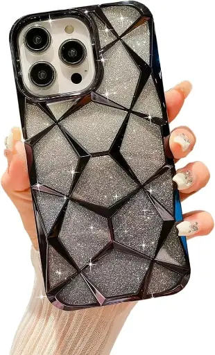 VONZEE | Gradient Glitter Diamond Bling Shiny Black Case |  iphone 16 pro Max