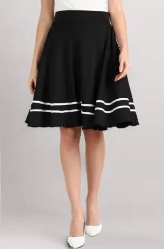 FRAULEIN | Women's Black Stripes Midi Skirt