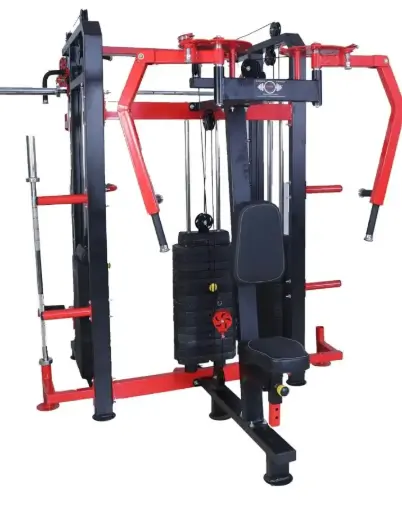 Multi-Functional Strength Training Equipment Set with Red and Black PVC Stack