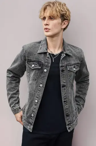 Stone Drift | Washed Charcoal Denim Jacket