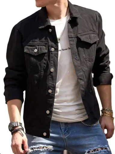 Night Rebel | Distressed Black Denim Jacket
