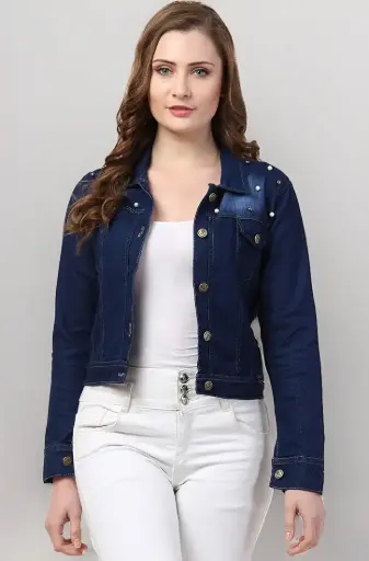 FUNDAY FASHION | Midnight Pearl | Women's Dark Wash Denim Jacket