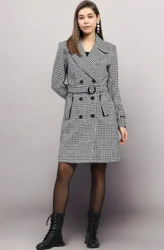 Monte Carlo | Monochrome Muse | Houndstooth Belted Overcoat