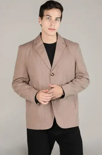 DLANXA | Blush Forte | Sandstone Single-Breasted Blazer