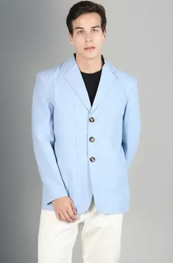 DLANXA | Skyline Charm | Powder Blue Buttoned Blazer