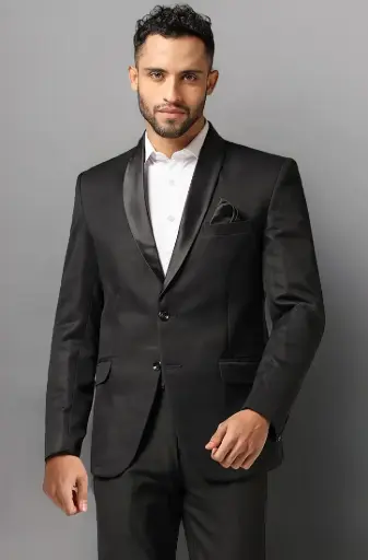 TAHVO | Elegant Black Tuxedo Blazer with Satin Lapel
