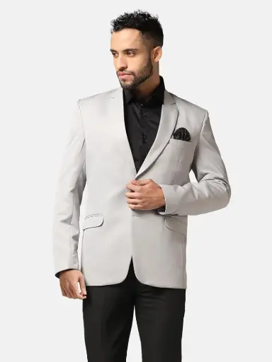 TAHVO | Pearl White Party Blazer with Black Detailing