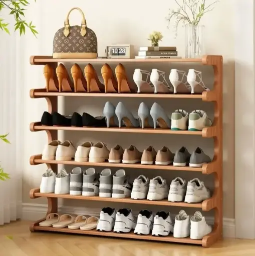 Multilayer Space Elegant Wooden Shoe Rack