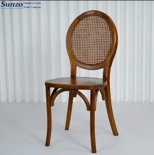 Sunzo | Wooden Cane Brown Dining Chair