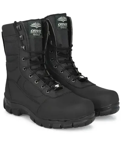 Men's Long Black Rugged  Boots