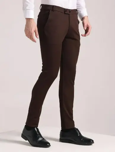 Solidplay | Regular Fit Men's Brown Cotton blend Trouser