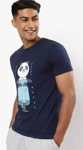 Round-Neck Half Sleeves Cotton Graphic Printed T-Shirt