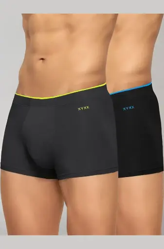 XYXX | Regular Fit Solid Antimicrobial Trunks with No Marks | Pack of 2 