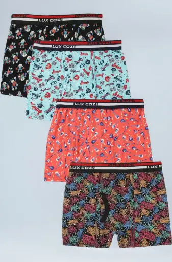LUXE COZY | Super Combed Cotton Outer Elastic Kids Innerwear | Pack of 4 