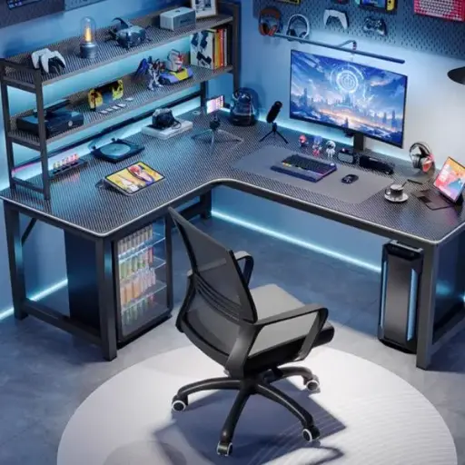 Cyber Haven | L-Shaped Gaming Desk for Gaming Setup