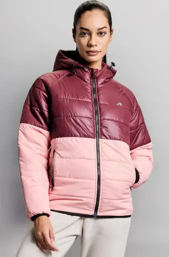 Boldfit | Hooded Puffer Jacket | Wine-Pink
