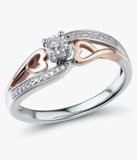 Rose Gold Diamond Heart Promise | Ring