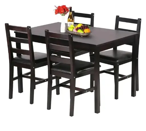 FDW | Dark Brown Delight Table & Chair Set 