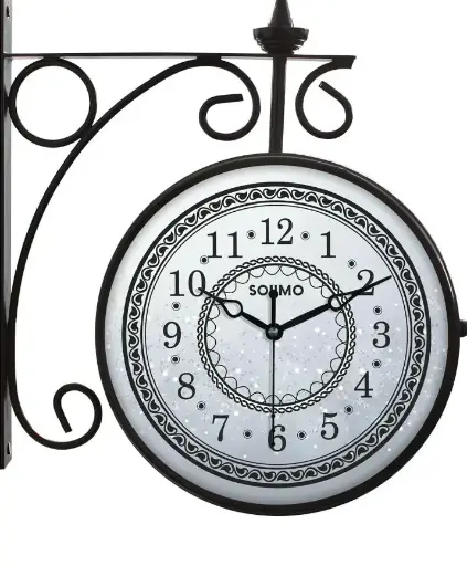 Solimo | Double-Sided 8-Inch Vintage Clock with Roman and Numeral Dials