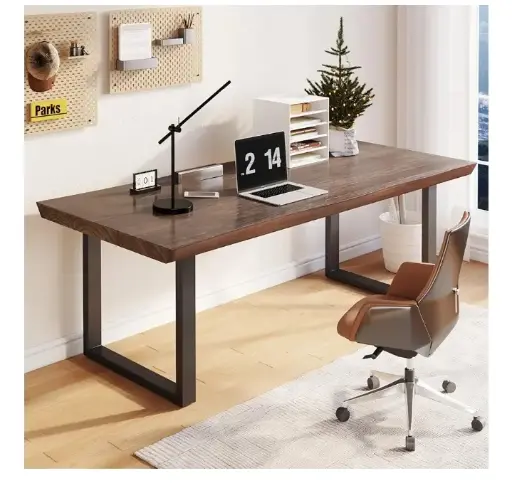 Sophisticated Solid Wood Computer Desk | Dark Brown 