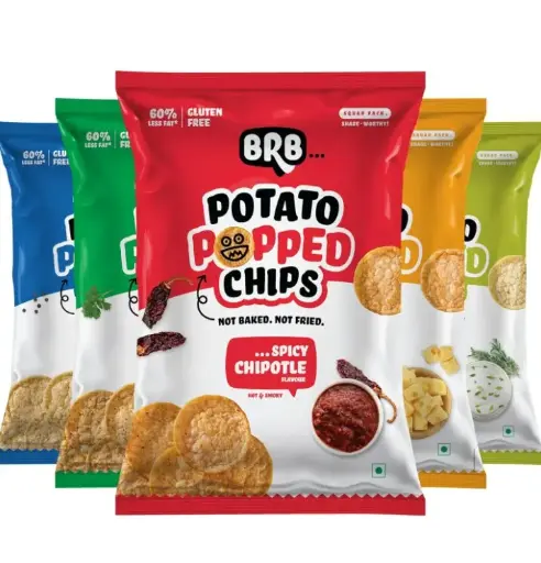 BRB | Crunchy Potato Popped Chips - Tasty Snacks Pack of 5