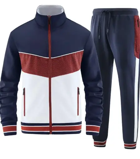 W JIANWANG | Casual Track Jacket and Track Pants 2-Piece Outfit