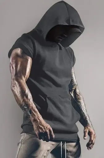 IRONEDGE | Muscle Fit Sleeveless Hoodie | Charcoal Black