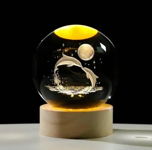 DIZAA | Dolphins 3D Crystal night light