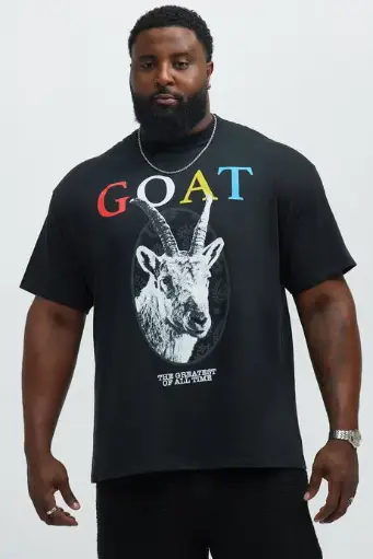 Real Goat Short Sleeve Black Graphic T-Shirt