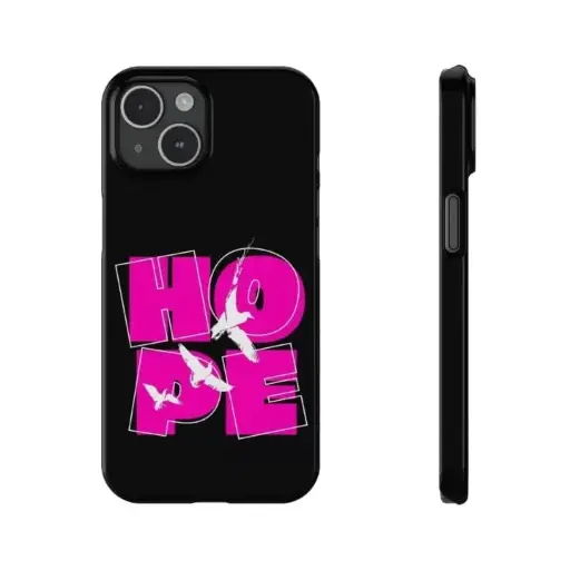 iPhone 15 | Black with Pink HOPE Printed Phone Case