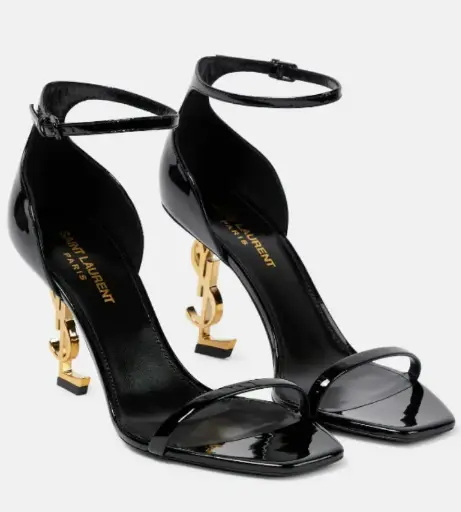 SAINT LAURENT | Opyum Embellished Patent-Leather Sandals