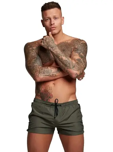 TONLEN | AeroFit Drawstring Waist Olive Green Men’s Swim Shorts
